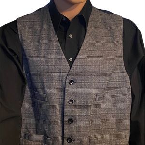 GOODFELLOW & Co Suit Vest Size XL Gray and Black Plaid Button Front  Men’s